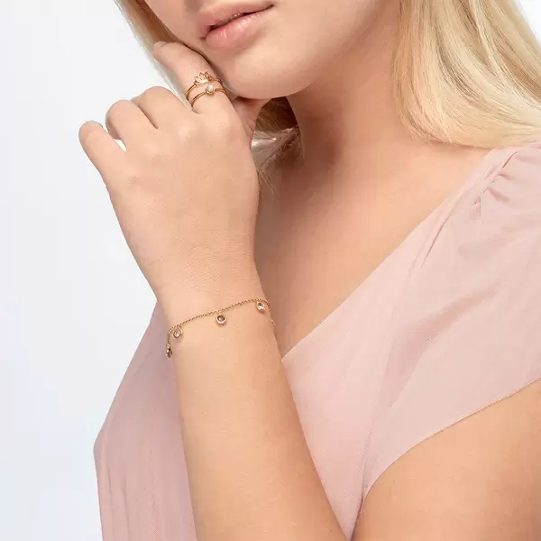 Leaf Jewelry Armkette Sweet Drops, Mix Gems, 18 K Rosegold vergoldet Fabrikverkauf