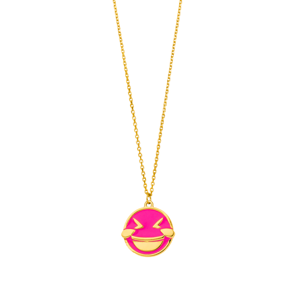 Leaf Jewelry Halskette "LOL" EMOJI, 18 K Gelbgold vergoldet Fabrik Onlineshop