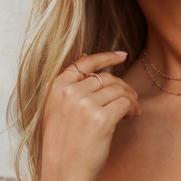 Leaf Jewelry Ring X Cross, 18 K Rosegold vergoldet, Größe 54 Versandkostenfrei