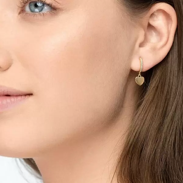 Leaf Jewelry Single Creole HEART/Zirkonia, 18 K Gelbgold vergoldet Neueste Mode