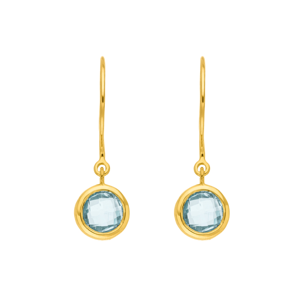 Leaf Jewelry Ohrhänger Solitär, Blauer Topaz, 18 K Gelbgold vergoldet Blitzangebot