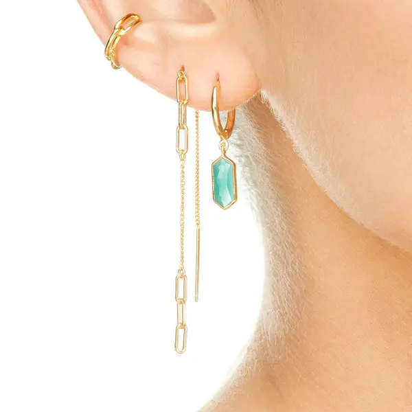 Leaf Jewelry Silber Earcuff, CHAIN, Gelbgold Letzte 3 Tage