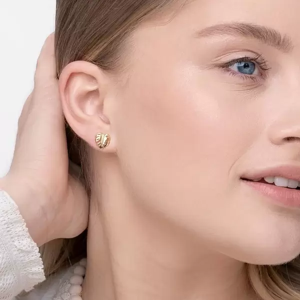 Leaf Jewelry Ohrstecker Monstera Leaf, 18 K Gelbgold vergoldet Bis zu 60% Rabatt