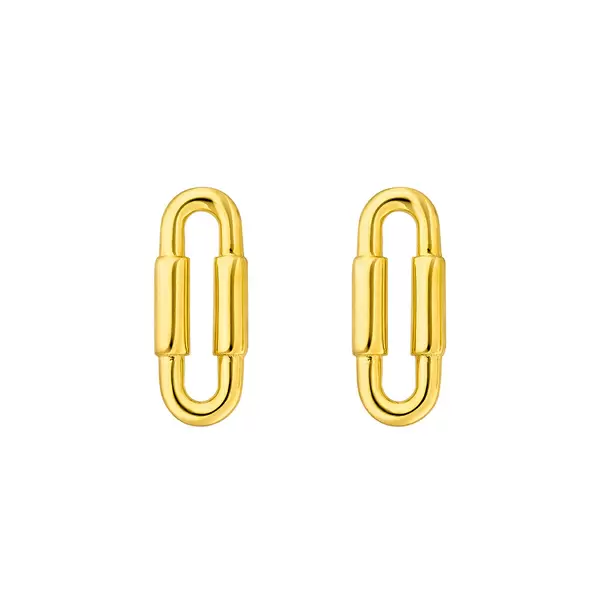 Leaf Jewelry Silber Ohrstecker, Gelbgold, Karabiner Nur noch ein Tag übrig