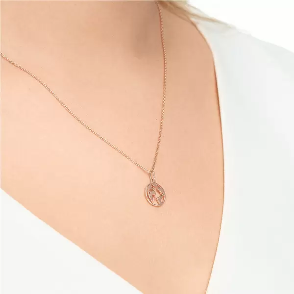Leaf Jewelry Halskette Weltkugel, 18 K Rosegold vergoldet Fabrikladen