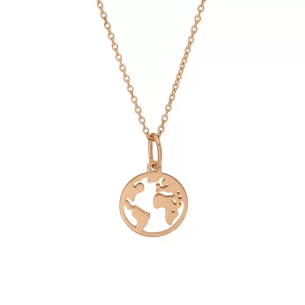 Leaf Jewelry Halskette Weltkugel, 18 K Rosegold vergoldet Fabrikladen