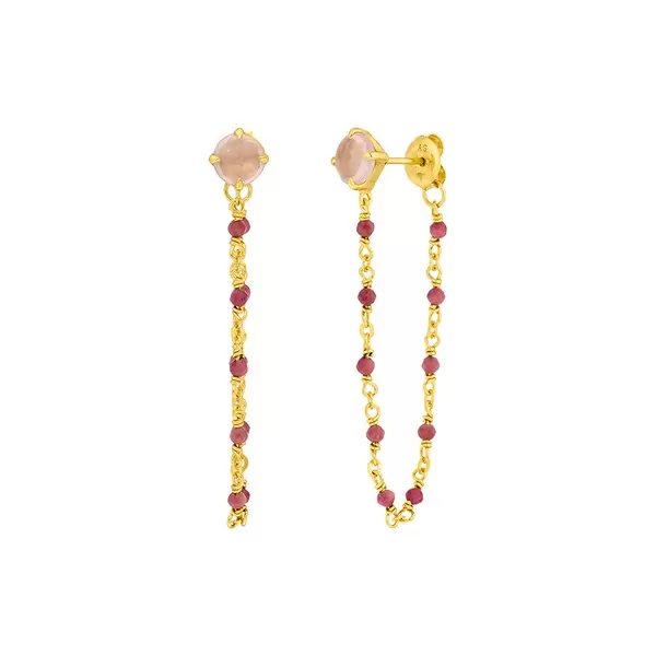 Leaf Jewelry Ohrhänger Flying Gems, Rosenquarz, 18 K Gelbgold vergoldet Begrenzt auf 3 Tage