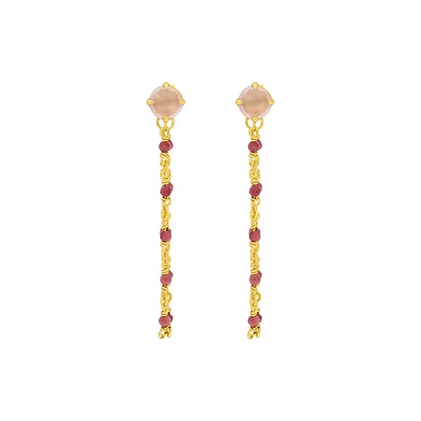 Leaf Jewelry Ohrhänger Flying Gems, Rosenquarz, 18 K Gelbgold vergoldet Begrenzt auf 3 Tage