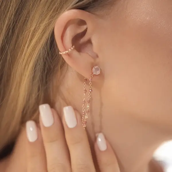 Leaf Jewelry Ohrhänger Flying Gems, Rosenquarz, 18 K Gelbgold vergoldet Begrenzt auf 3 Tage