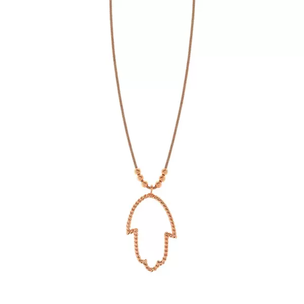Leaf Jewelry Glückshalskettchen Fatima's Hand, 18 K Rosegold, Beige Verkauf