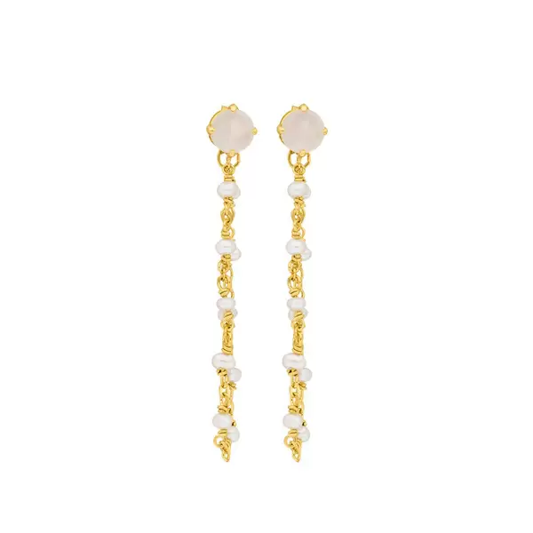 Leaf Jewelry Ohrhänger Flying Gem, Perle/Rosenquarz, 18 K Gelbgold vergoldet Hotsell