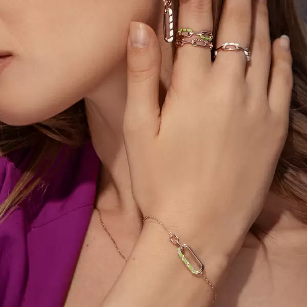 Leaf Jewelry Silber Armkette, Rosegold, Neon Twist Limitierter Zeitrabatt