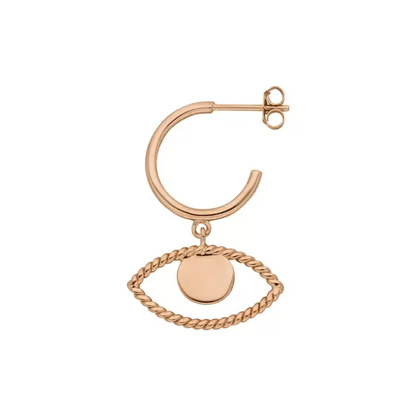 Leaf Jewelry Single Creole Evil Eye Twist, 18 K Rosegold vergoldet Rabatt
