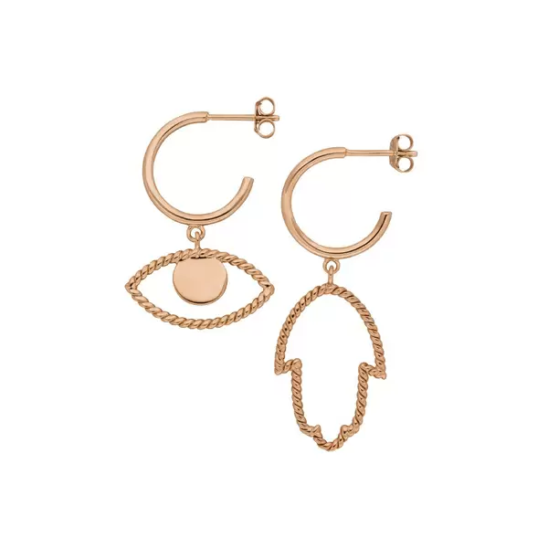 Leaf Jewelry Single Creole Evil Eye Twist, 18 K Rosegold vergoldet Rabatt