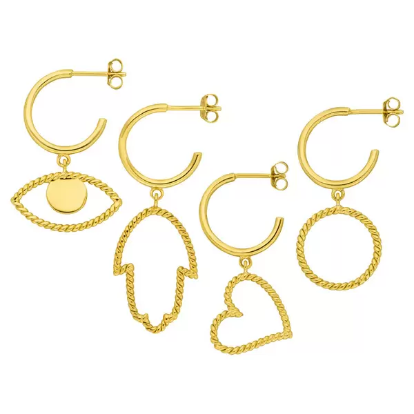 Leaf Jewelry Single Creole Evil Eye Twist, 18 K Gelbgold vergoldet Begrenztes Angebot