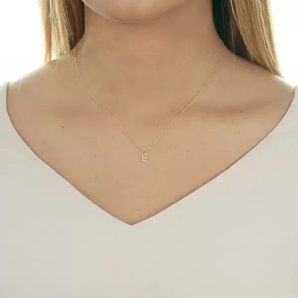 Leaf Jewelry Halskette Letter "E", 14 K Rosegold mit Diamanten Weihnachtsangebot
