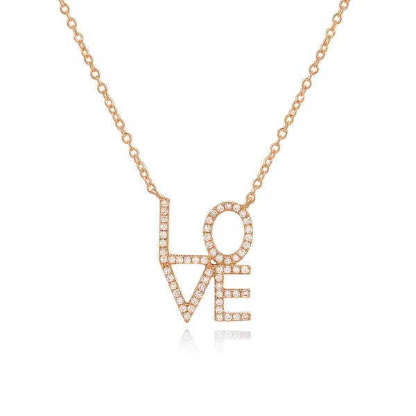 Leaf Jewelry Halskette Love mit Diamanten, 18 K Roségold Osterangebot