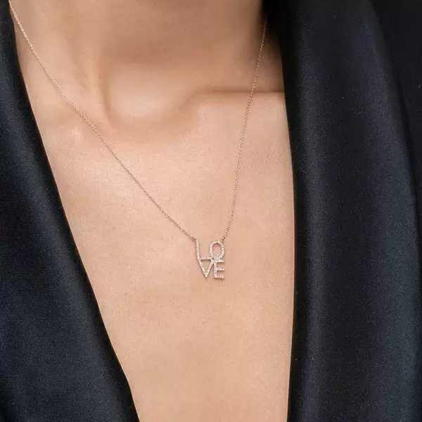 Leaf Jewelry Halskette Love mit Diamanten, 18 K Roségold Osterangebot