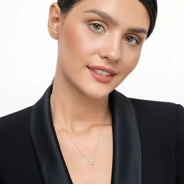 Leaf Jewelry Halskette Love mit Diamanten, 18 K Roségold Osterangebot