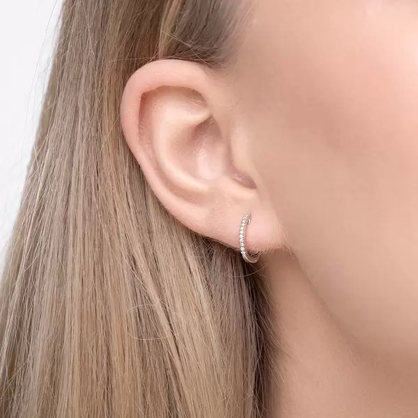 Leaf Jewelry Creole Circle XS mit Diamanten, 12mm, 18 Weißgold Heißer Verkauf