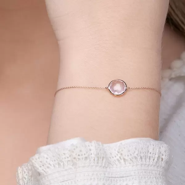 Leaf Jewelry Armkette Rosenquarz, 14 K Roségold Exklusive Angebote