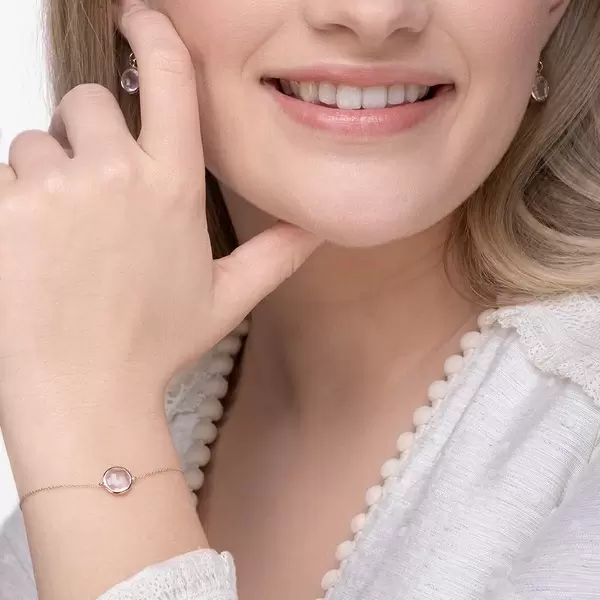 Leaf Jewelry Armkette Rosenquarz, 14 K Roségold Exklusive Angebote