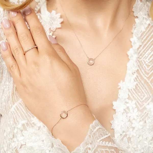Leaf Jewelry Armkette Rosenquarz, 14 K Roségold Exklusive Angebote