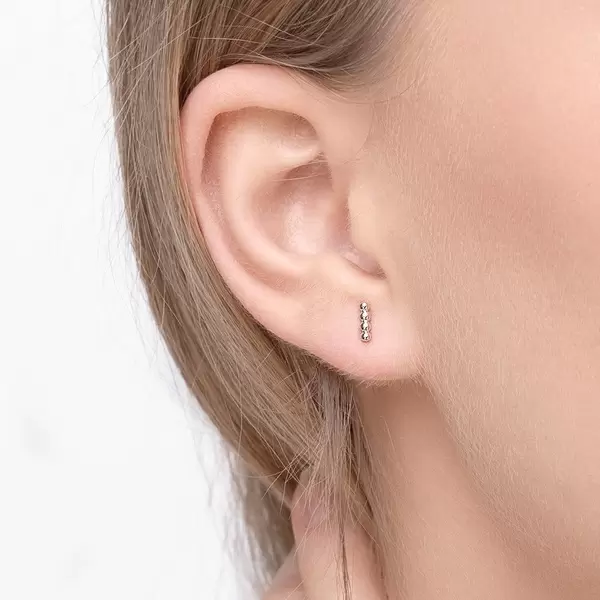 Leaf Jewelry Ohrstecker 4 Kugel, 14K Weißgold Blitzangebot