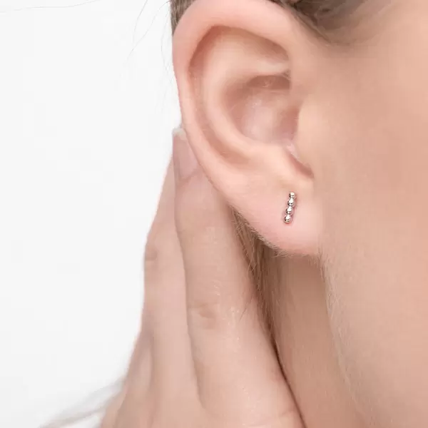 Leaf Jewelry Ohrstecker 4 Kugel, 14K Weißgold Blitzangebot