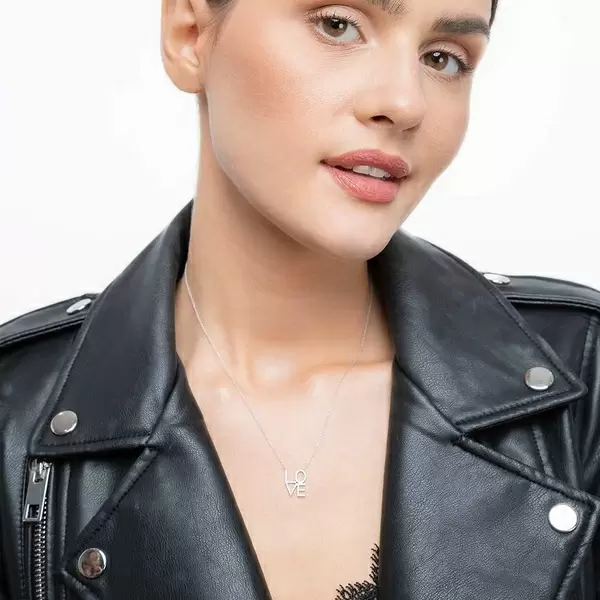 Leaf Jewelry Halskette Love mit Diamanten, 18 K Weissgold Große Rabatte