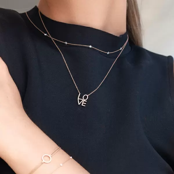 Leaf Jewelry Halskette Love mit Diamanten, 18 K Weissgold Große Rabatte