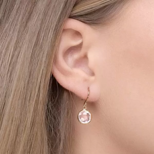 Leaf Jewelry Ohrringe Rosenquarz, 14 K Gelbgold Tägliche Deals