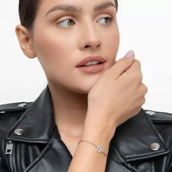 Leaf Jewelry Glücksbändchen Hand der Fatima, 14 K Weißgold, Beige Sonderangebote