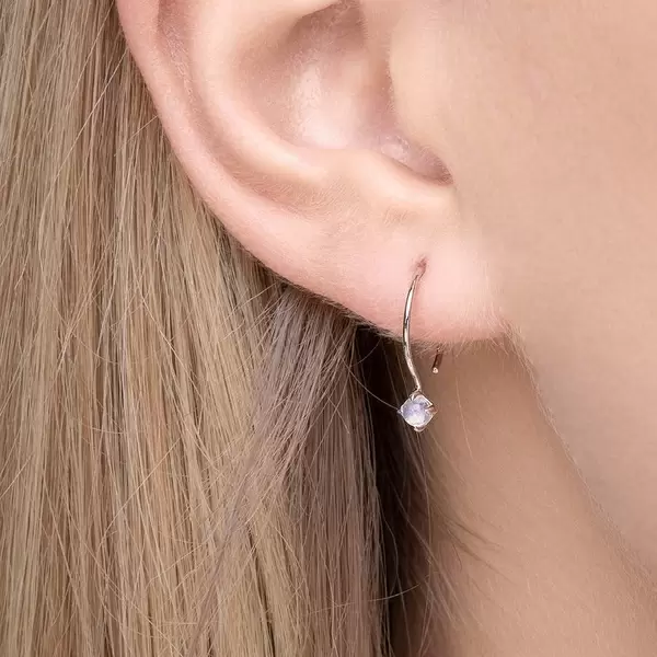 Leaf Jewelry Ohrringe Cabochon, Mondstein, 14 K Weißgold Wochenangebot