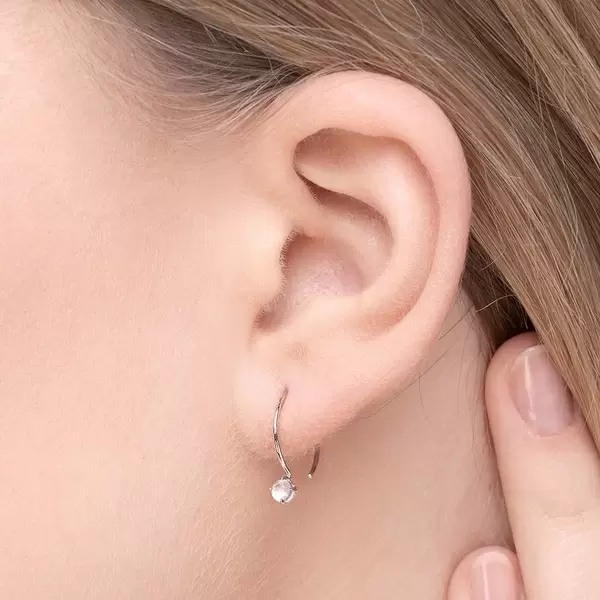 Leaf Jewelry Ohrringe Cabochon, Mondstein, 14 K Weißgold Wochenangebot