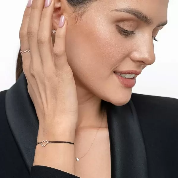 Leaf Jewelry Glückarmband Herz mit Diamanten, 18 K Rosegold, Beige Kostenlose Rückgabe
