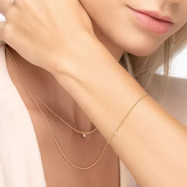 Leaf Jewelry Armkette Pure Ball Chain, Diamant, 14 K Gelbgold Letzte 3 Tage