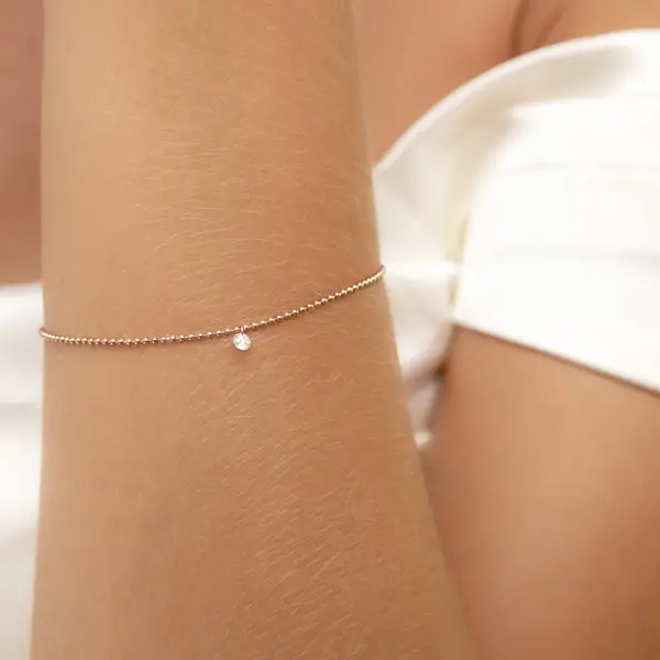 Leaf Jewelry Armkette Pure Ball Chain, Diamant, 14 K Gelbgold Letzte 3 Tage
