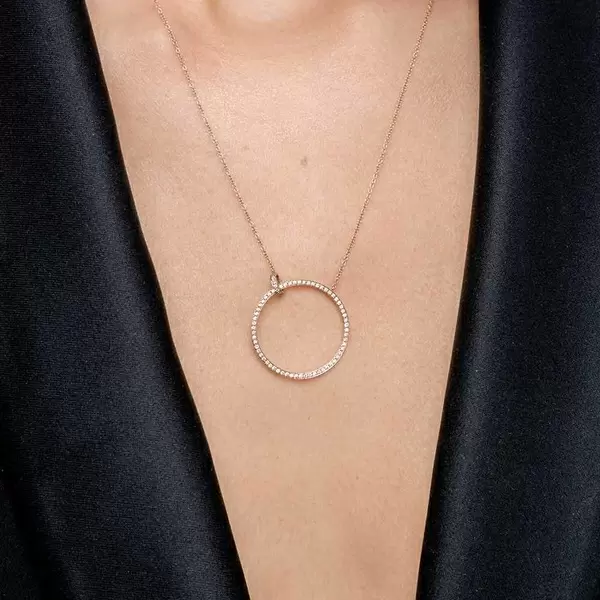 Leaf Jewelry Halskette Circle Groß mit Diamanten, 18 K Rosegold JETZT KAUFEN