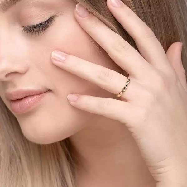 Leaf Jewelry Ring Plaid, matt, 18 K Gelbgold vergoldet, Gr.50 Nur für heute