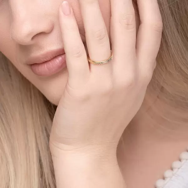 Leaf Jewelry Ring Plaid, matt, 18 K Gelbgold vergoldet, Gr.50 Nur für heute