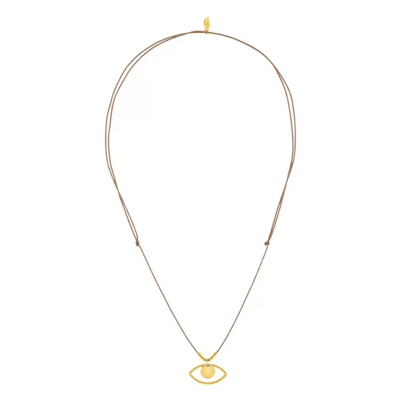 Leaf Jewelry Glückshalskettchen Evil Eye, 18 K Gelbgold vergoldet, Beige Fabrikladen