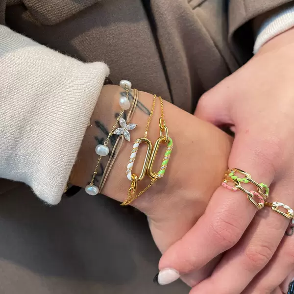 Leaf Jewelry Silber Armkette, Gelbgold, Neon Twist Speichern exportieren
