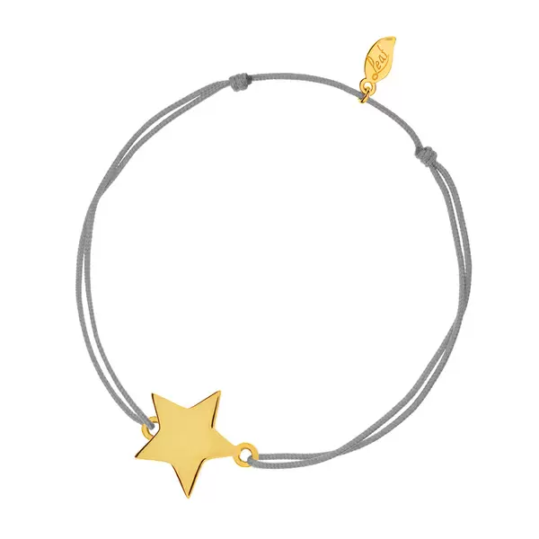 Leaf Jewelry Glücksbändchen Star-Disc, matt, Gelbgold vergoldet , Grau 50% Rabatt für begrenzte Zeit