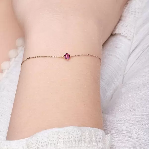 Leaf Jewelry Armkette Cabochon, Rhodolite, 14 K Rosegold Kostenloser Versand