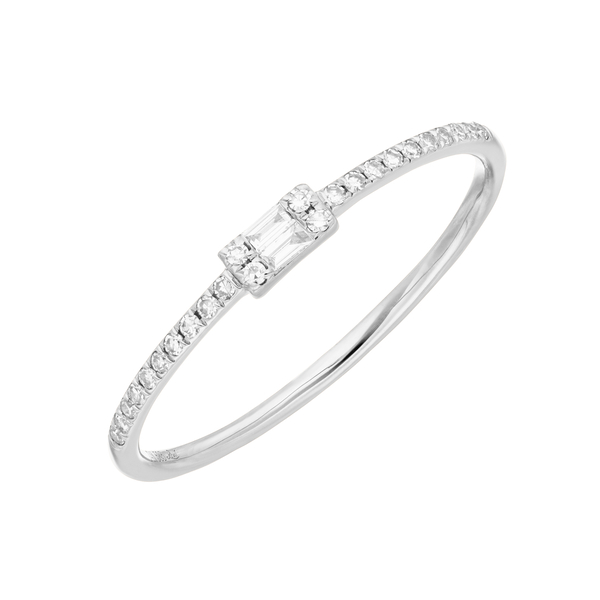 Leaf Jewelry Ring mit Diamanten, Tiny Baguette, 14K Weißgold Limitierter Zeitrabatt