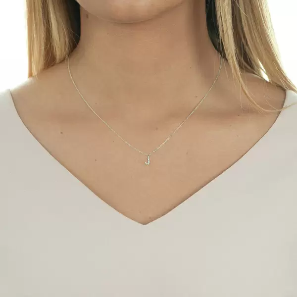 Leaf Jewelry Halskette Letter "J", 14 K Weißgold mit Diamanten Günstig kaufen