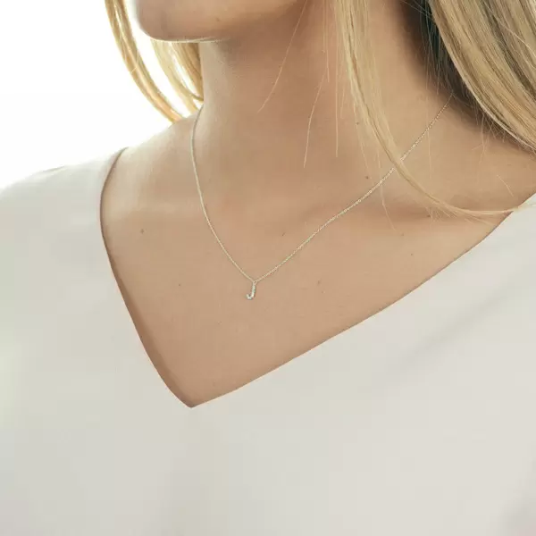 Leaf Jewelry Halskette Letter "J", 14 K Weißgold mit Diamanten Günstig kaufen