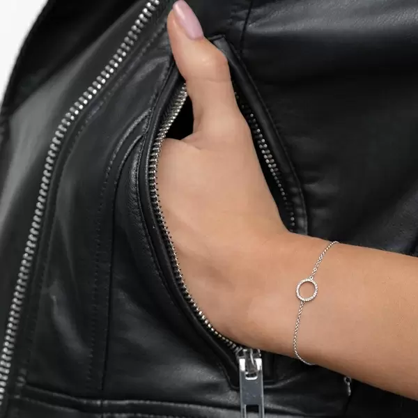 Leaf Jewelry Armkette Circle mit Diamanten, 18 K Weißgold Online Shopping