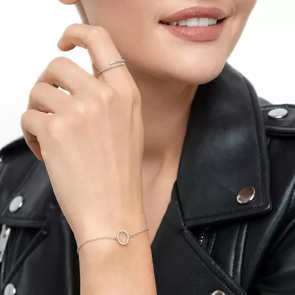 Leaf Jewelry Armkette Circle mit Diamanten, 18 K Weißgold Online Shopping